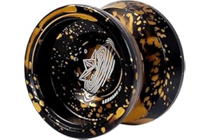 SHIREBLUE Professional Responsive Yoyo, Aluminum Yo Yo for Kids Beginner, Replacement Unresponsive Ball Bearing for Advanced Yoyo Players + 1 Glove + 5 Yoyo Strings (Black-Gold)