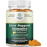 Natures Craft Cleansing Herbal Liver Detox Gummies Liver Support Milk Thistle Gummies with Artichoke Extract Turmeric Curcumin and L-Carnitine - Vegan and Non-GMO - Sweet Lemon (60 Servings)