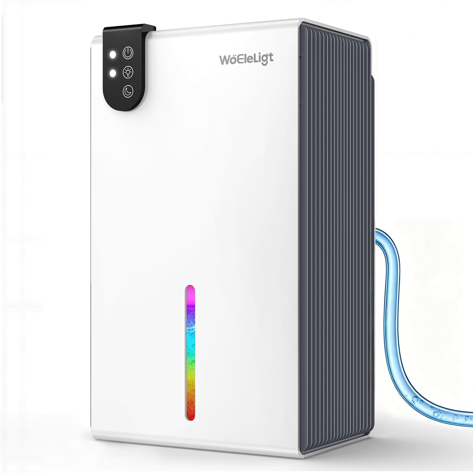 98 oz small dehumidifier for home 1000 sq ft, quiet dehumidifier with drain hose, auto shut-off, sleep mode, 7-color light for basement, bedroom, bathroom, closet, rv (sliver white)