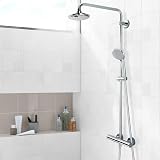 Jetcloud Round Thermostatic Shower Bar Mixer Valve Chrome Twin Outlet TOP 3/4 view 5