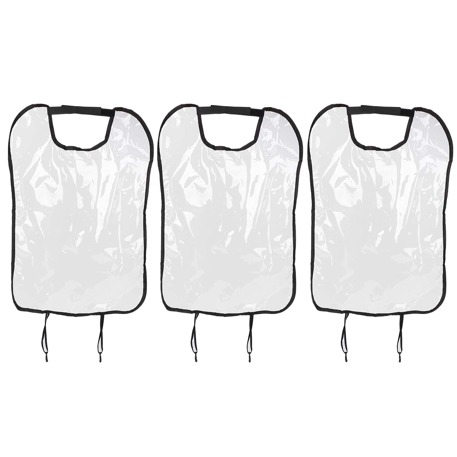 Cikonielf 3pcs Car Seat Kick Mats Transparent Car Seat Back Protector Cover for Children Protects Against Scuffs Moisture and Dirt (Black Edge)