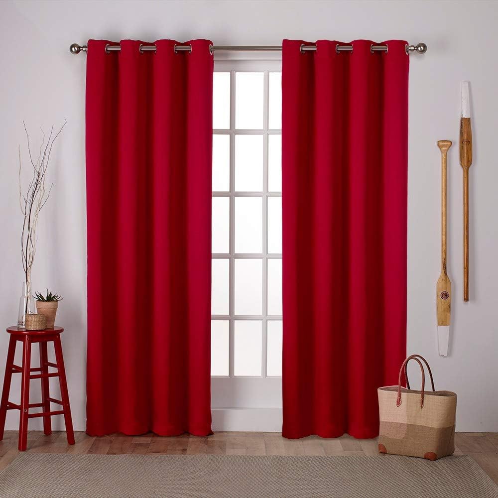 Window Treatments - Exclusive Home Sateen Twill Woven Room Darkening Blackout Grommet Top Curtain Panel Pair, 52