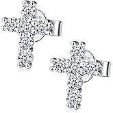 Moissanite Stud Earrings, Moissanite Earring White Gold Plated Sterling Silver Studs Earrings for Women Men