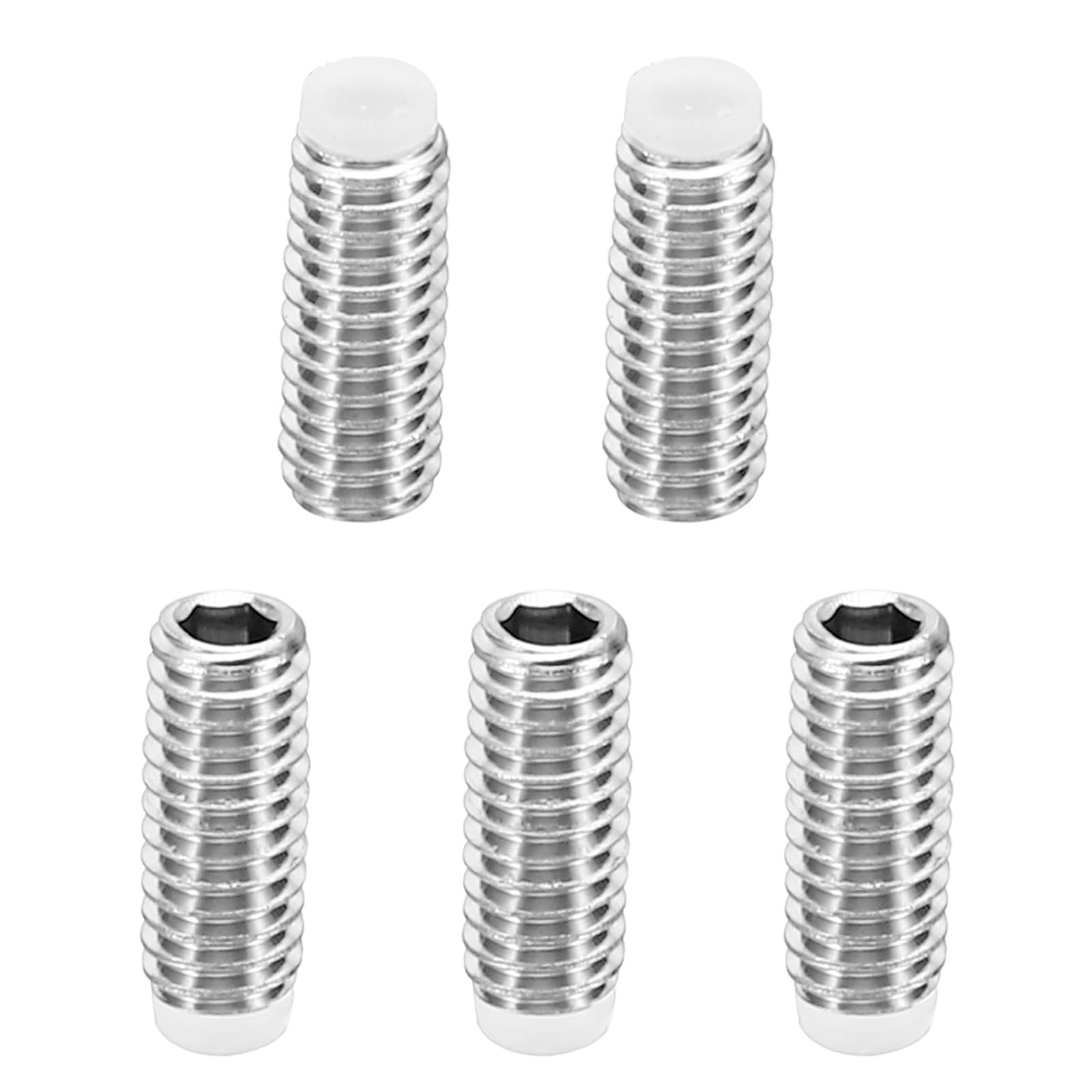 PATIKIL M4x10mm Nylon Tip Grub Screw, 5 Pack Metric Hex Socket Head Cup Point Anti Slip Set Screws Internal Hex Drive Hardware, 304 Stainless Steel