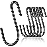 30 Pcs 2.4 Inch(60MM) Heavy Duty S-Shaped Hooks - Black S Hooks for Hanging, Wall, Curtain, Siding, Pot, Shower, Kitchen, Plants, Towels
