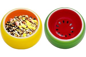 HERCOCCI Hamster Food Bowl, Ceramic - Rabbit Food Dish and Water Bowl for Bunny Guinea Pig Gerbil Ferret Syrian Hamster Chinchilla (2 Pack)