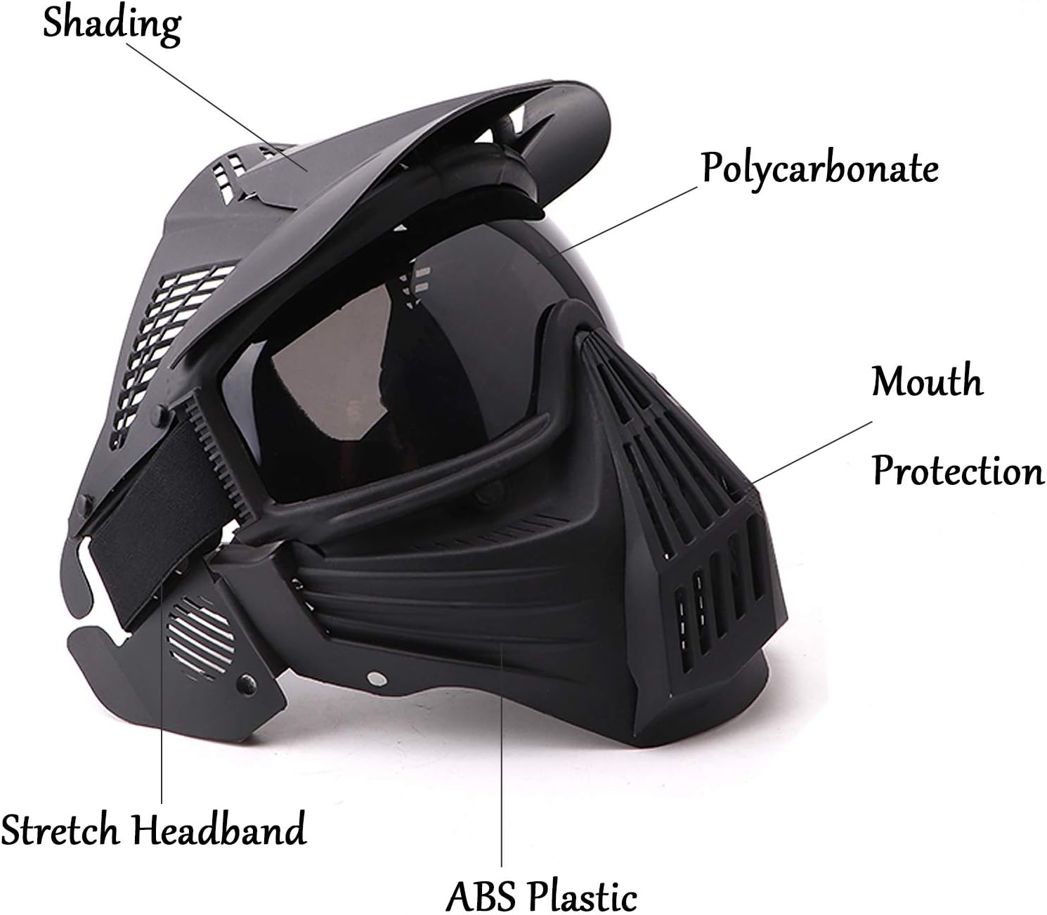 Rinling Paintball Mask, Airsoft Mask Full Face Protection Gear with Goggles Impact Resistant for Hunting CS Airsoft Paintball Game and Other Outdoor Activities (Black-Gray Lens) : Sports & Outdoors
