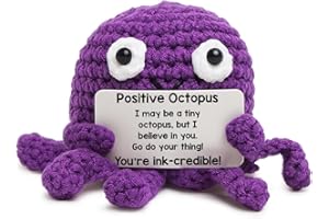 WEZADUK Positive Crochet Animal Octopus Gifts, Motivational Christmas Birthday Gift Ideas, Mini Emotional Support Plush Octopus Decor