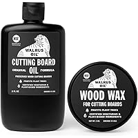 WALRUS OIL - Cutting Board Oil and Wood Wax Set. For Cutting Boards, Butcher Blocks, Wooden Spoons, and Bowls. 100% Food-Safe