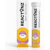 REACTONZ 5 in 1 Immunity Plus &ndash; Immune Support &amp; Antioxidant Supplement &ndash; Vitamin C, Zinc, Manuka Honey, Rosehip &amp; Propolis &ndash; Natural Zesty Orange Flavor &ndash; 20 Day Supply Effervescent Tablets