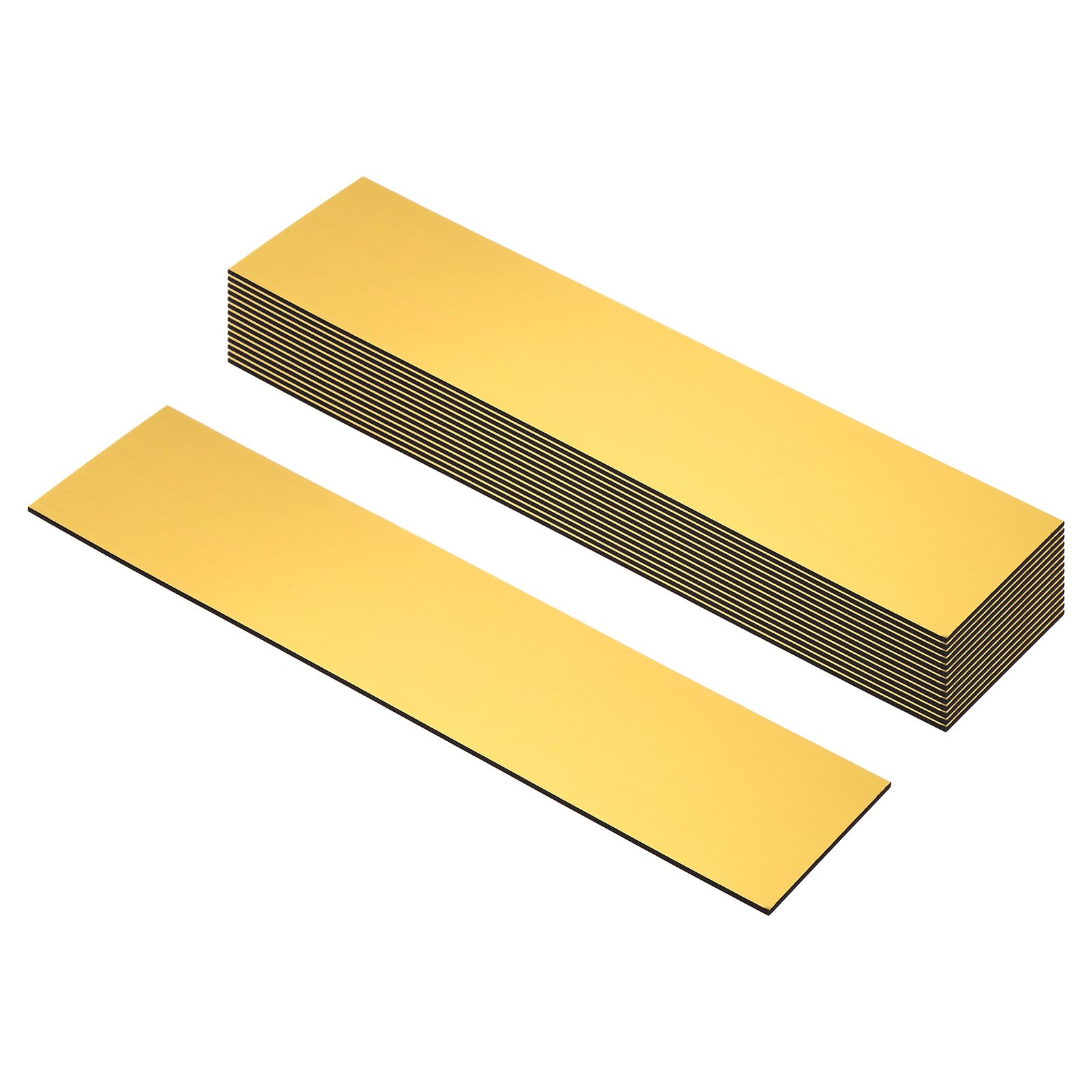 PATIKIL 8x2inch Blank Name Plates, 15Pcs Custom Engraved Name Plate Rectangle Laser Engraving Blanks for Personalized Office Desk DIY Painting Supplies, Brushed Gold, Black