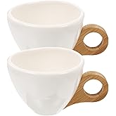 BESTonZON 2Pcs Coffee Mug Set 5oz Porcelain Espresso Cups with Handle for Home Office Kitchen Dining and Entertaining