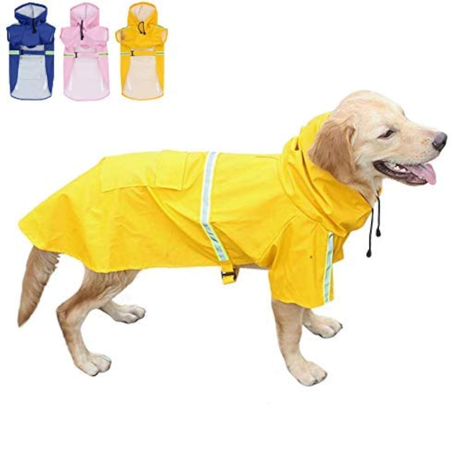 Photo 1 of FEimaX Dog Raincoats Rain Poncho Coat Waterproof Rain Jacket with Hood for Medium and Large Dogs, Lightweight Hoodies Pet Windproof for Outdoor Walking