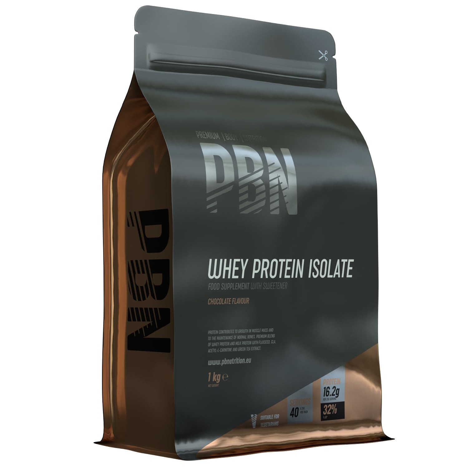 PBN - Premium Body Nutrition - Whey-Isolate Protein Powder, 1kg, Chocolate - 33 Servings