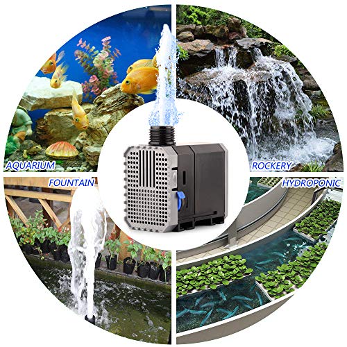 YCTECH 8W 160GPH Submersible Pump for Aquarium, Fish Tank, Pond, Fountains, Statuary, Hydroponics Aquaponics