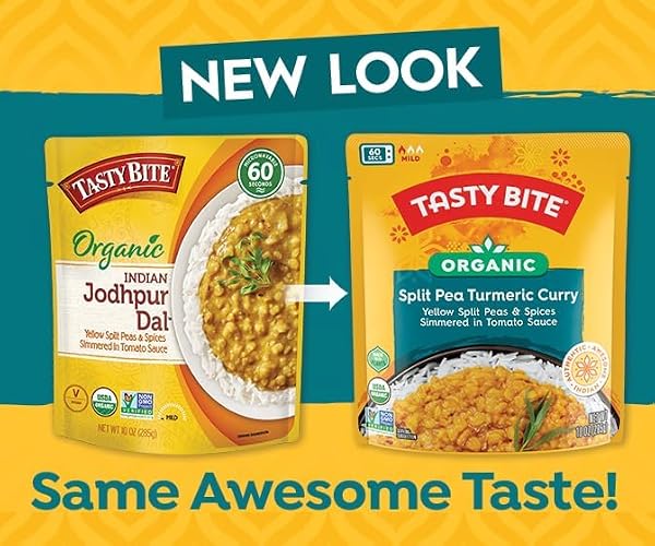 TASTY BITE ORGANIC JODHPUR LENTILS, 10 OUNCE, PACK OF 6, READY TO EAT, MICROWAVABLE ENTREE, VEGAN