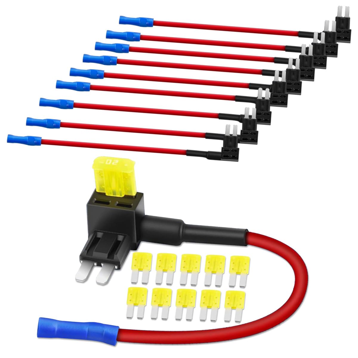 Photo 1 of 10PCS Micro2 Fuse Tap 12V Car ATR Blade Fuse Holder with 20A Fuse, 50058R Micro II Car Add-a-Circuit Fuse Tap Adapter Add On Dual Circuit Adapter for Cars Trucks Boats (Micro2)