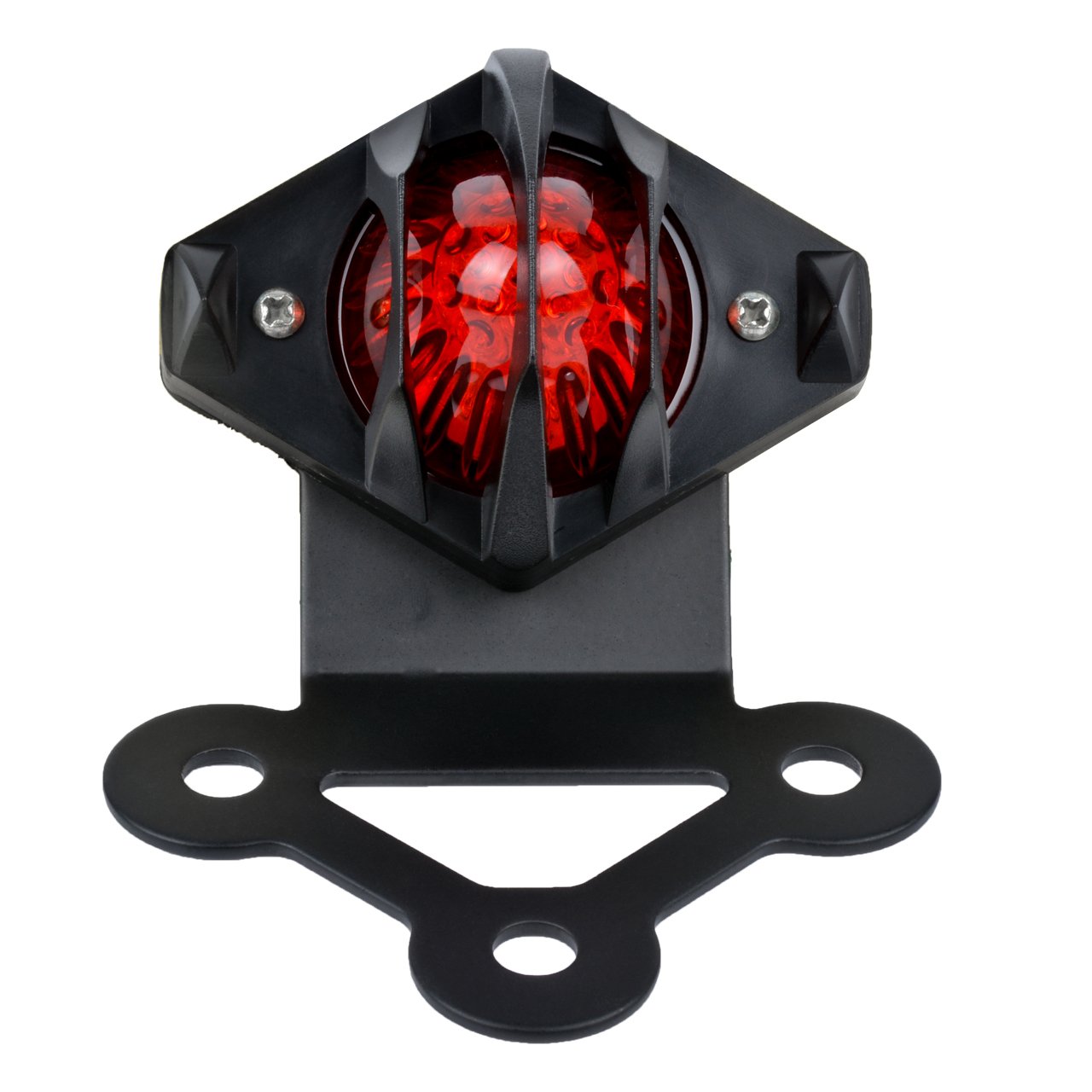 TUINCYN Fanale Posteriore Moto Universale Con Portatarga, 12V, Rosso, Staffa In Alluminio, Per Moto, ATV, Chopper, Harley, Honda, Yamaha