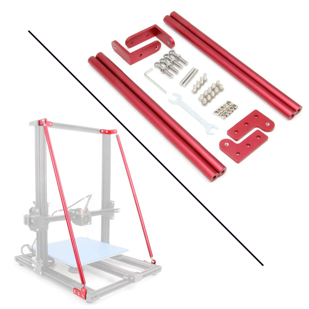 Zeberoxyz Red Supporting Rod Set for CR-10 3D Printer, DIY Upgrade 3D Printer Supply Parts for Creality 3D Printer CR-10 300/CR-10S 300 (550MM)