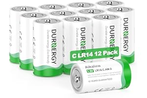DURNERGY C Batteries 12 Pack, Alkaline Battery C Size Batteries, 1.5V C/LR14 Batteries, Type C Battery