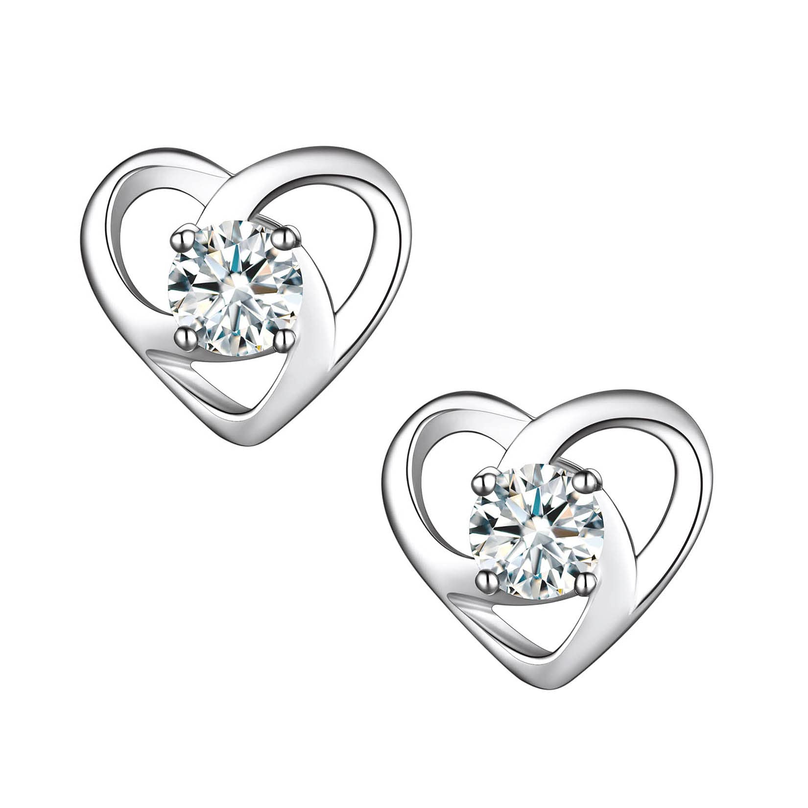 Hypoallergenic 925 Sterling Silver Celtic Knot Cubic Zirconia CZ April Birthstone Earrings, Birth Stone Jewelry Dainty Cute Stud Heart Shaped Hoop Earrings for Women Teen Girls