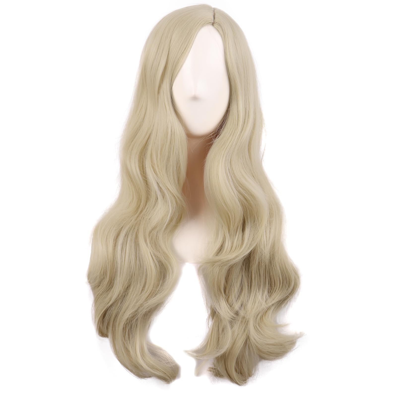 MapofBeauty 28 Inch/70 cm Cosplay Long Wavy Curly Synthetic fiber Side Bangs Anime Fashion Party Hair Wig (Blonde) — image 1