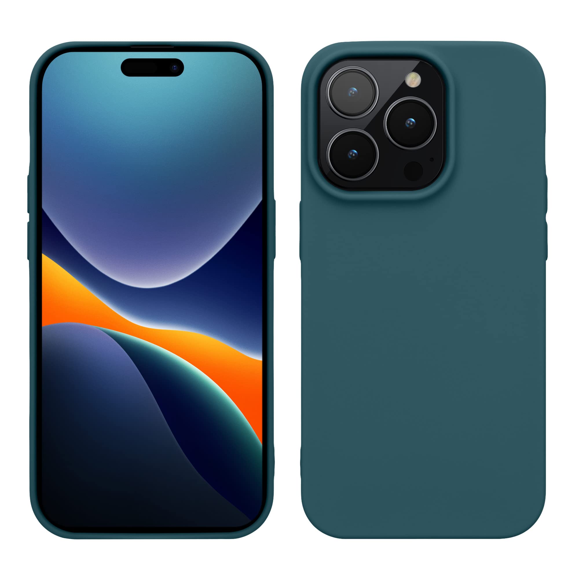 kwmobile Case for iPhone 14 Pro Case - Slim Soft TPU Silicone Cover - Works with Wireless Charging - Teal Matte — image 1