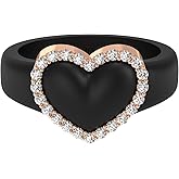 Rinfit Women’s Heart Ring – Silicone Wedding Band with Metal Heart, Cubic Zirconia or Plain Metal Frame - Patent Pending Design