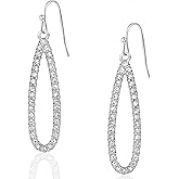 Simulated Diamond Teardrop Dangle Earrings for Women - Cubic Zirconia Crystal Long Dangling Earrings
