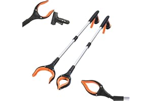Ruizzrlhb Grabber Reacher Tool 32 Inch 2-Pack with Strong Grip Magnetic,Trash Picker Grabber 360°Rotating Anti-Slip Jaw for Elderly,Trash Claw Grabber Mobility Aid Reaching Assist Tool,Orange