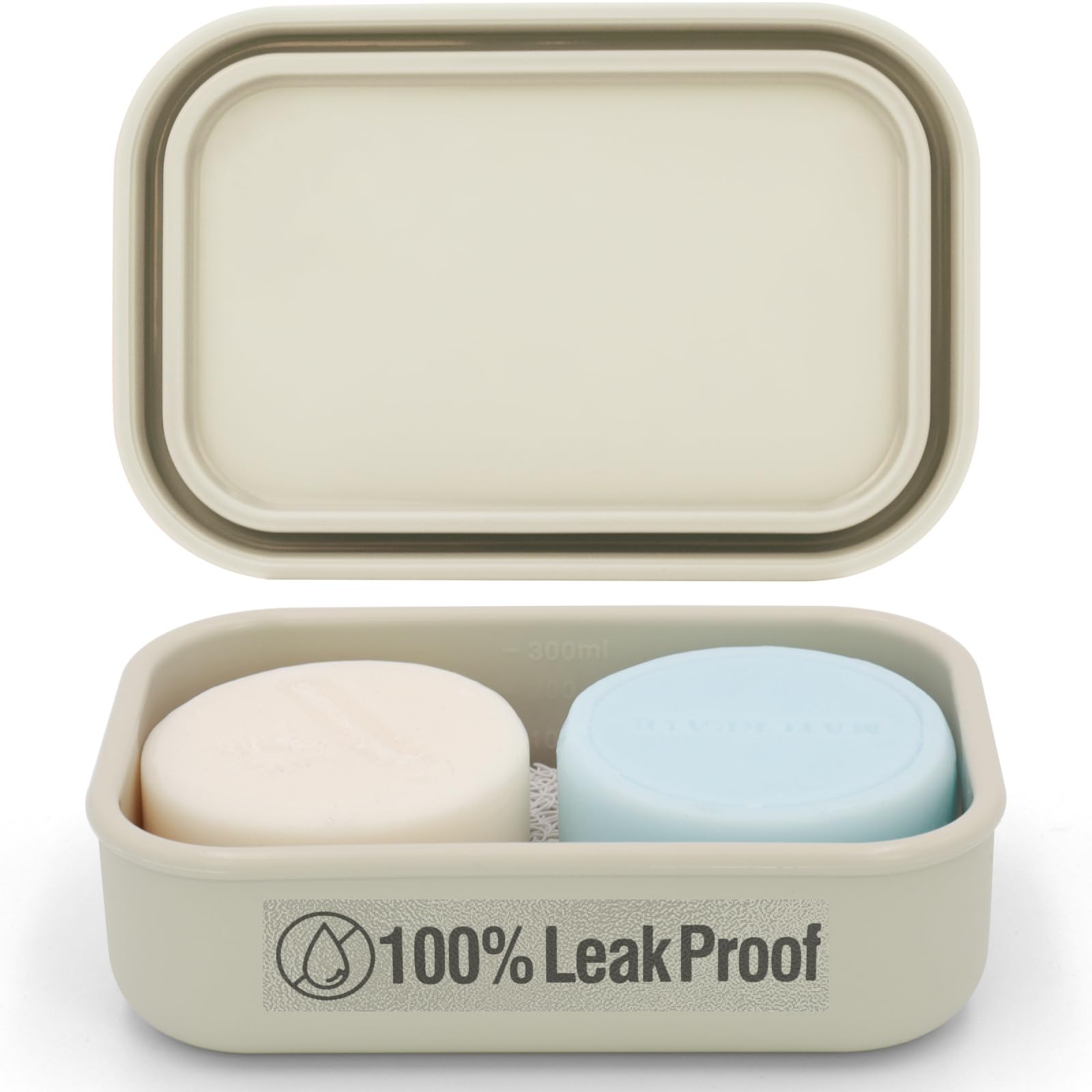 Photo 1 of AIMAIAIMAI Enhanced Leak-Proof Travel Soap Case with Draining Pad, Silicone Soap Container for Traveling, Shampoo Bar Travel Case for Camping, Gym, Easy to Clean (Off-white)