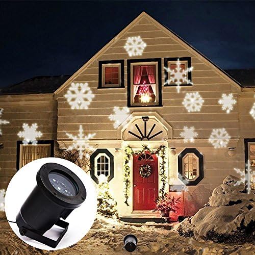 LumiUP Waterproof White Snowflakes Lamp Light Sparkling Landscape Projector for Outdoor Decor Stage Christmas Holiday Home Decoration Wall Motion Decoration