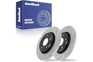 AutoShack Rear Solid Drilled & Slotted E-Coated Brake Rotors 2-PC Set Replacement for 2012-2020 Dodge Grand Caravan 2012-2020
