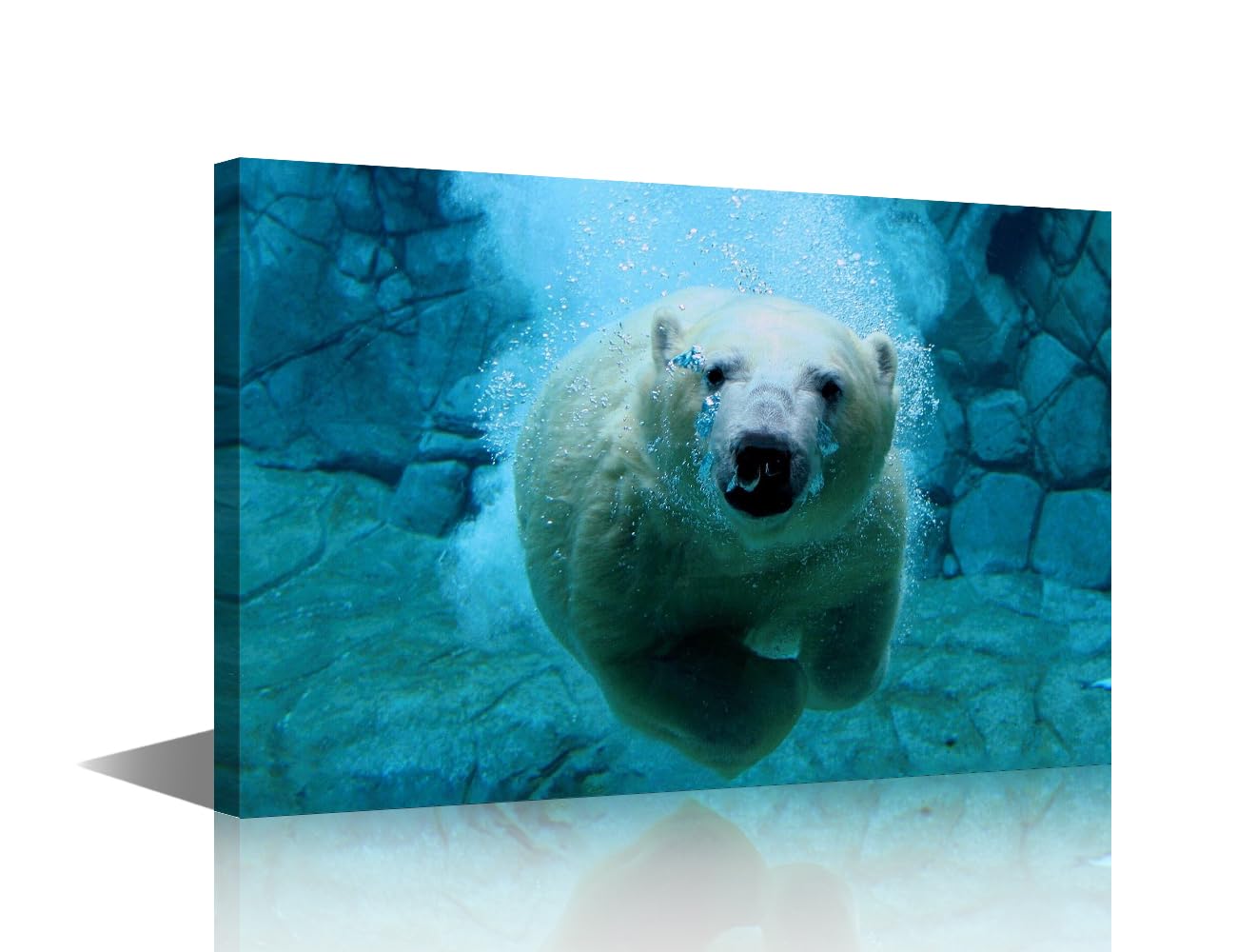 TISHIRON Polar Bear Pictures for Living Room Ocean Animals Wall Art Prints on Canvas Ocean Theme Painting Modern Artwork 1 Panel Wall Decor for Bedroom Office Bathroom Decor Ready to Hang, 24x16in