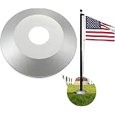 MSFORSPIRT Silver Color Oxidized Flag Pole Flash Collar Base for 3" Diameter FlagPole Inground, Thick Aluminum Standard Profile Collar for Flagpole Hardware.