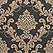 Nice Houzz Damask Wallpapers Gold Black Victorian Embossed Non-Woven Wall Paper for Living Room,Bedroom,Bathroom