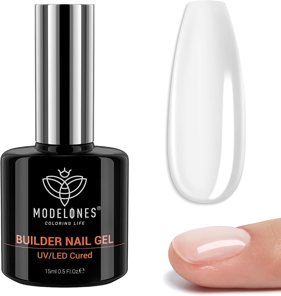 modelones Builder Nail Gel, 7-in-One Clear Builder for Nails, LED Cured | Color Rubber Base Gel Polish Coat Strengthener Thic