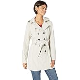 Sebby Collection Women's Soft Shell Trench Coat with Detachable Hood