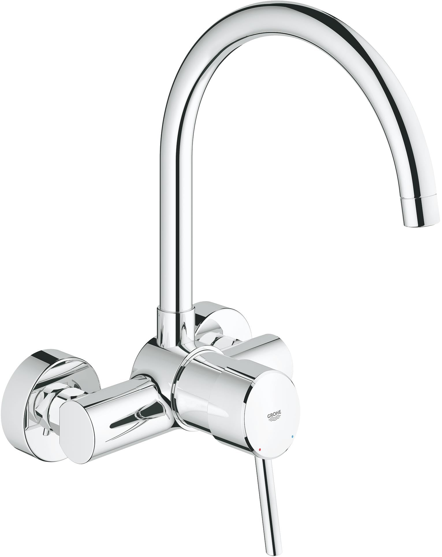 GROHE Concetto Kitchen Tap, 360° Swivel Range, High Spout, GROHE Supersteel, Wall-Mounted 32667001