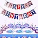 Moohome America Captain Theme Happy Birthday Party Banner, Hero Theme Bunting Banner for Boy's Birthday Party Decoration