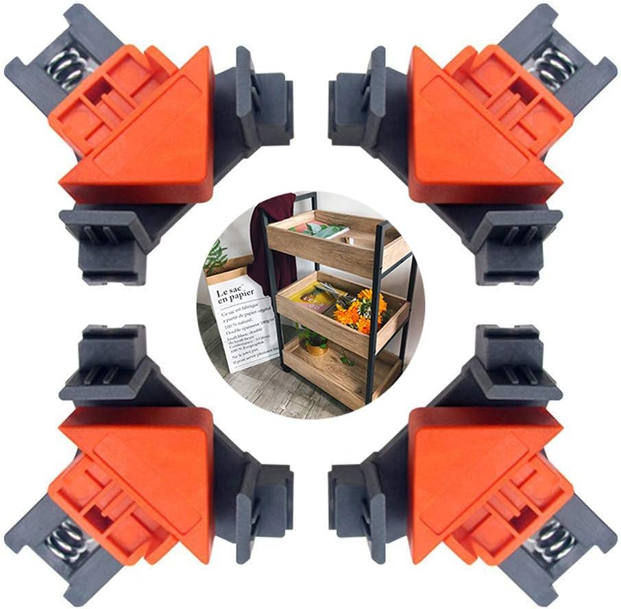Angle Clamps, 4PCS Right Angle Fixing Clip,Multi-Function Woodworking Right Angle clamp Adjustable Swing Corner Clamp, Corner Clip Fixer for Welding, Wood-Working, Drilling,Making Cabinets