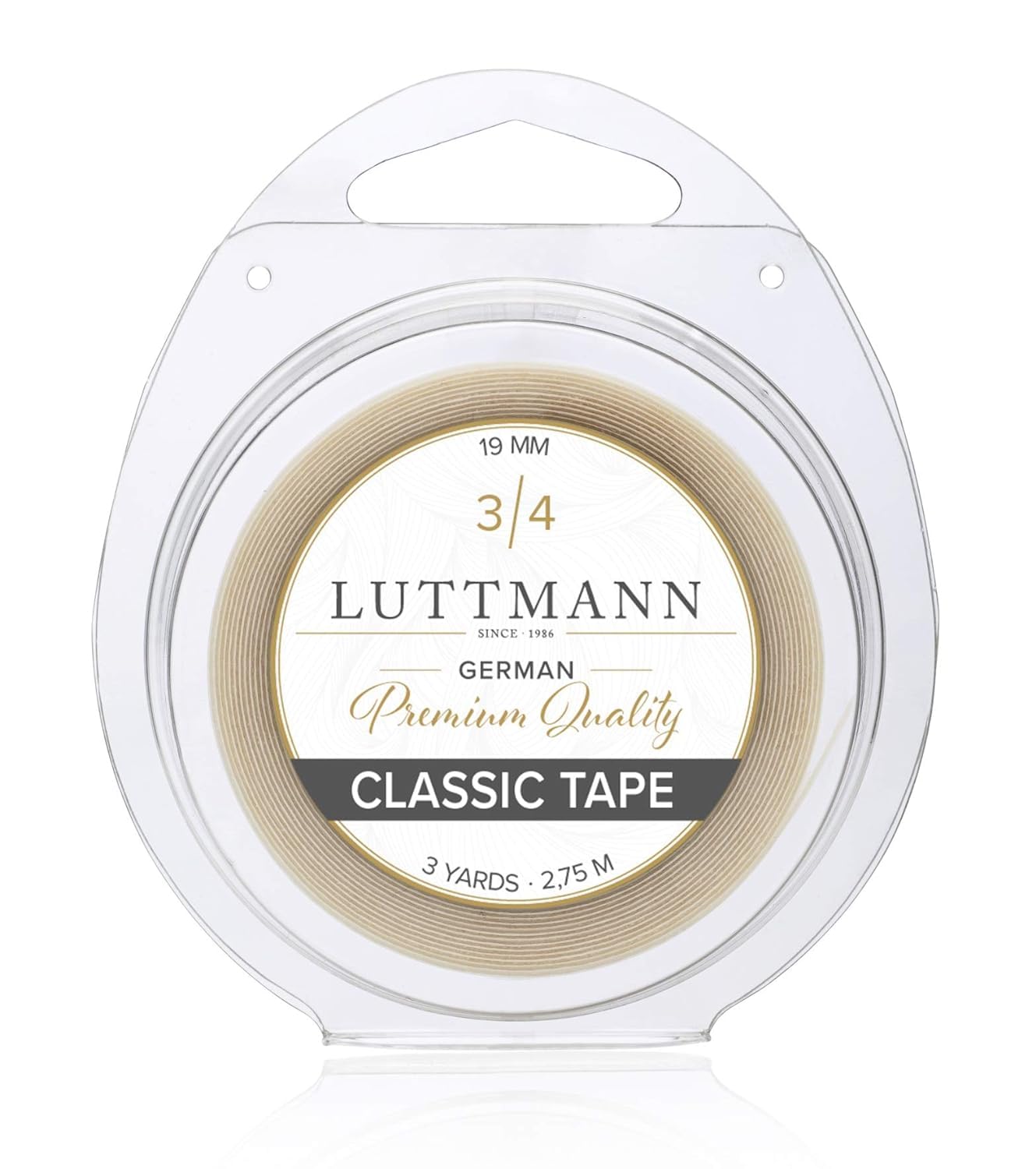 LUTTMANN® Classic Tape - Adhesive roll tape transparent for toupees, wigs, hair systems & hairpieces - especially for foil systems and PU surfaces (19 mm x 2.75 m)