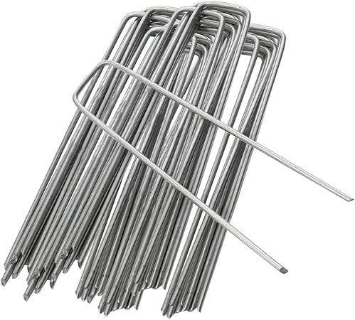 Tuinharingen Staken Nietjes Beveiligen Gazon U Vormige Spijkerpennen Ideaal Voor Onkruidbestrijding Membraan Stof Kunstgras Matten Netten Gegalvaniseerde Grondpen 150 Mm 6 Inch Pak Van 50 Amazon Nl