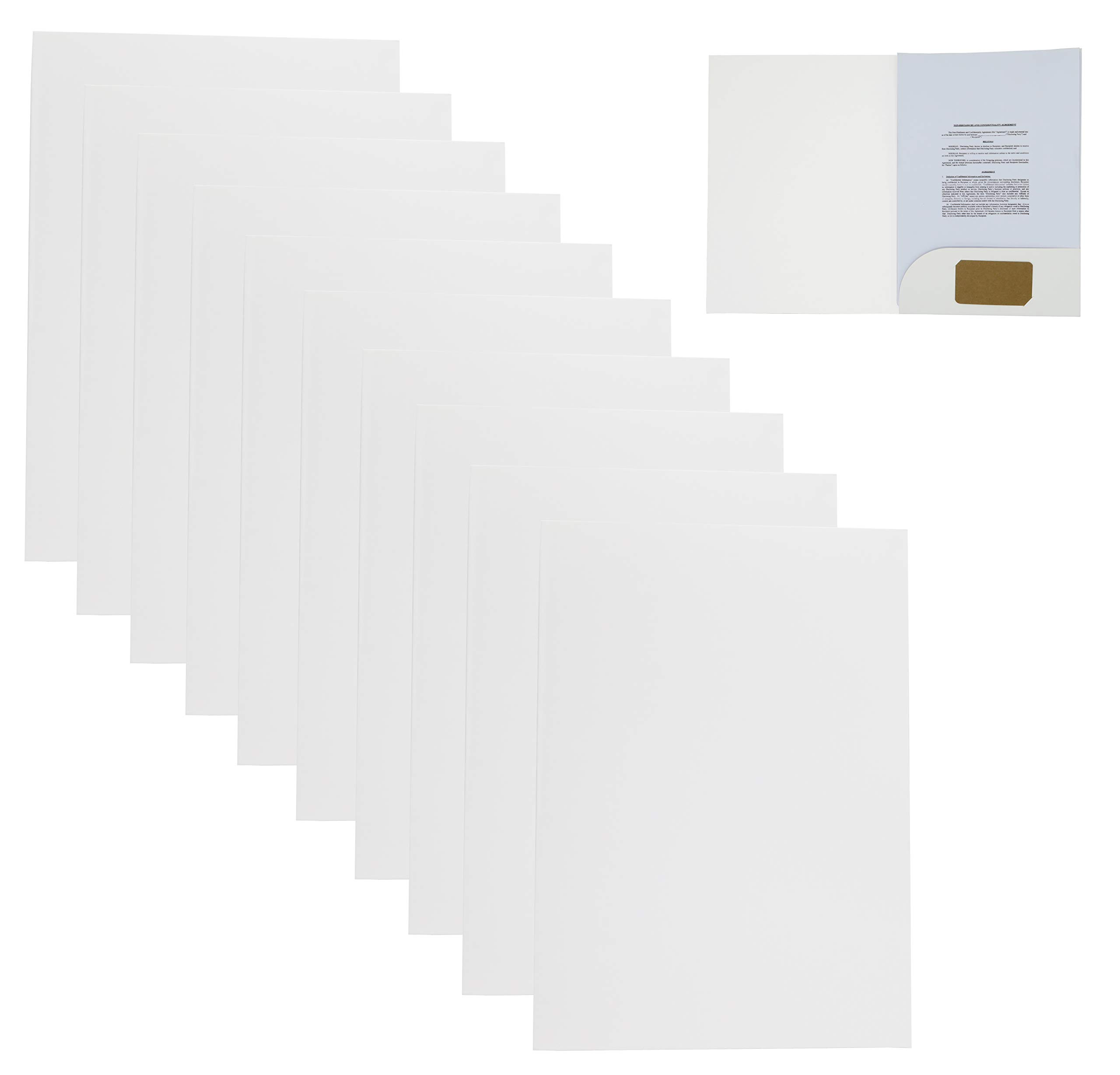 Smiling Art Presentation Folder Document Folder in A4 320g/m2 Kraft Paper Pack of 10 Can be Used for Shule, Uni, Project, Bunisness (White)
