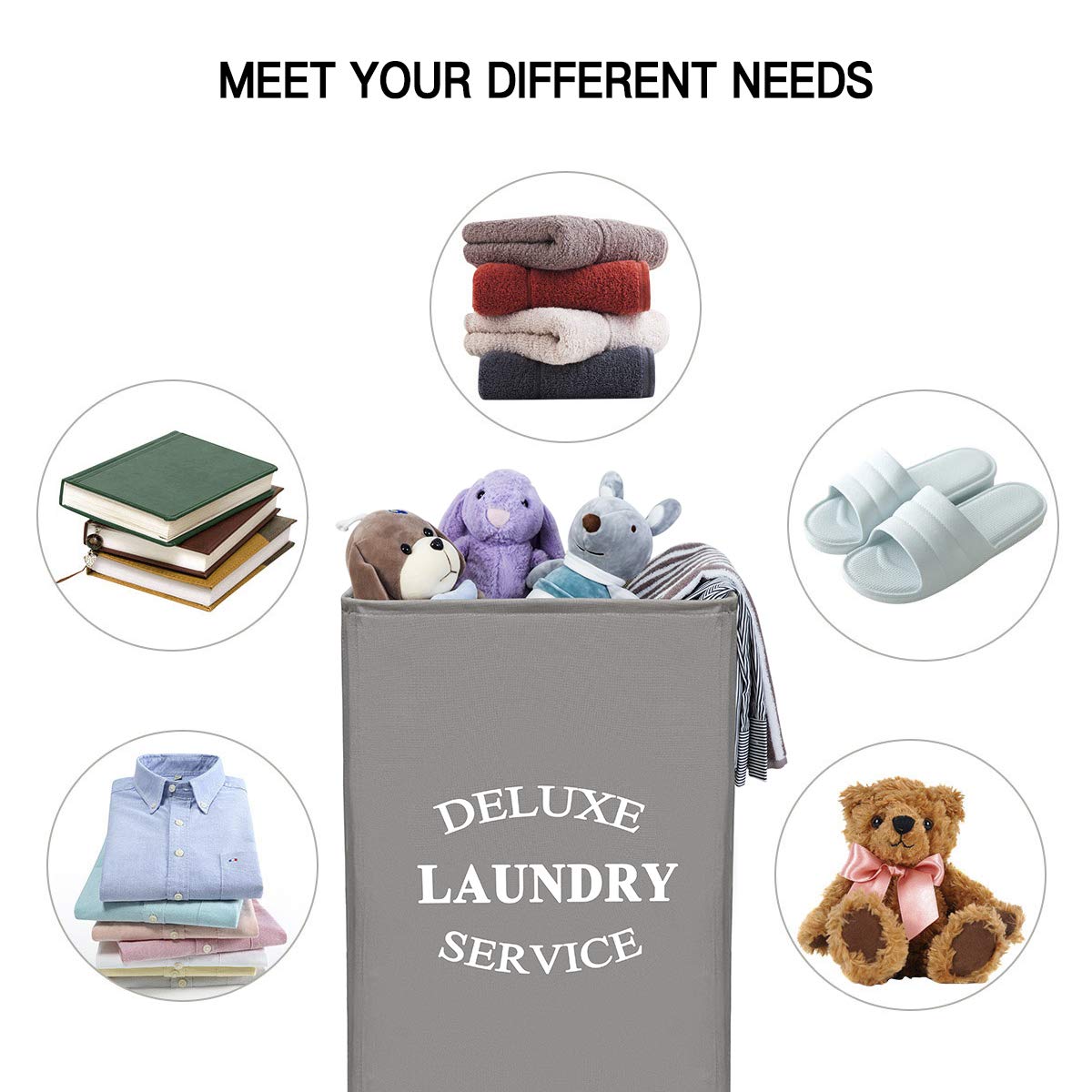 WISHPOOL Rolling Laundry Basket with Wheels Laundry Hamper for Laundry Large Rectangular Collapsible Clothes Hamper Mesh Cover Storage Bin (Grey)