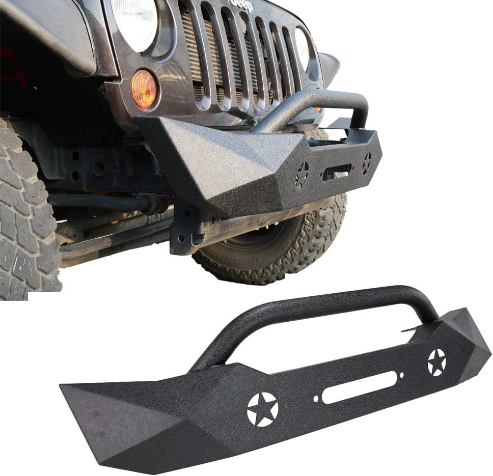Front Bumper Black Textured Steel Rustproof Grill Guard for 2007-2018 J-eep Wrangler JK JKU Sahara Rubicon Sport