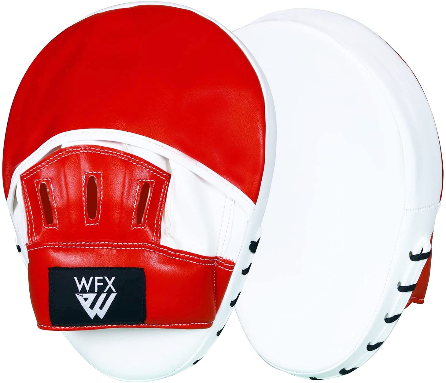 Boxing Pads Focus Mitts Leather Hook and Jab Punch Bag Target Training Curved Strike Shield Hand Muay Thai Pad MMA Martial Arts Gloves (Red)