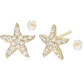 MYEARS Women Moon and Star Earrings Gold Stud 14K Gold Plated Small Simple Hypoallergenic Everyday Jewelry