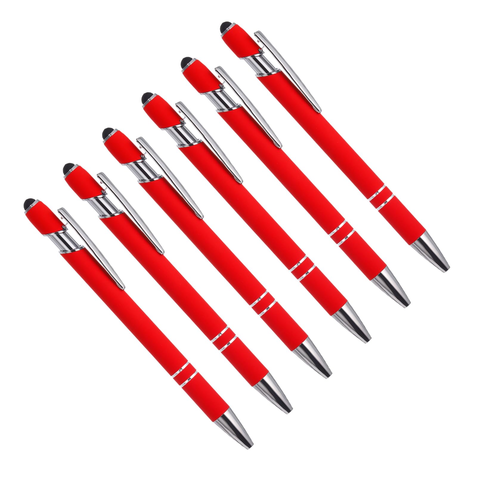 YOKIVE 6 Pcs Ballpoint Pen with Stylus Tip, 2 in 1 Black Ink Metal Shell 1.0mm Pen Tip Style 1, Great for Touch Screens, Office, Studios, Home, Writing, Drawing (Red)
