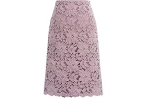 ebossy Women's Elegant Floral Lace Knee Length Pencil Skirt